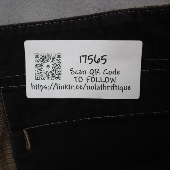 Red Button Shorts Mens 36W Brown Plaid High Waist Flat Front Cargo Bottoms - Picture 2 of 16